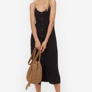 H&M button front ribbed jersey dress sz L